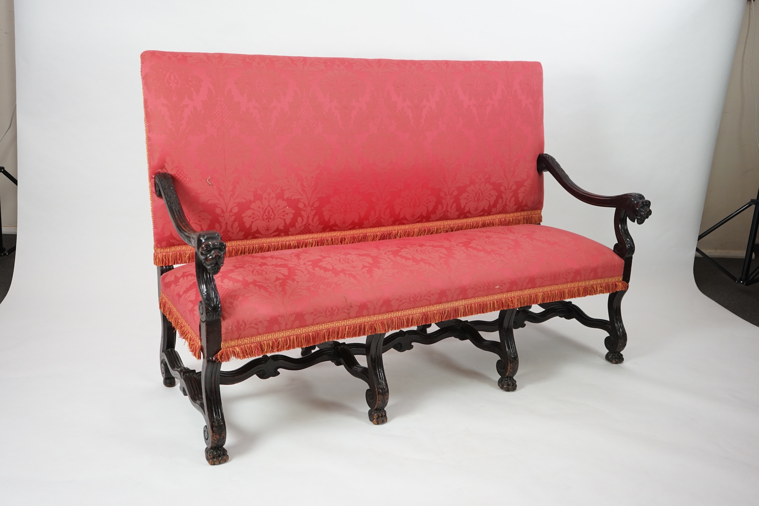 A 17th century style walnut settee